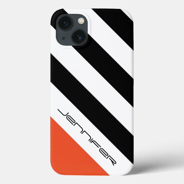 iPhone 6 Funda negro, blanco, banda diagonal Naran (Reverso)