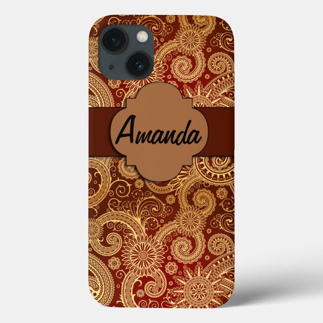 iPhone 6, Tough Xtreme Monograma Funda Brown Swirl (Reverso)