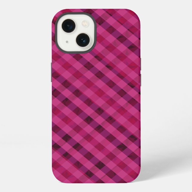 iPhone Fucsia a Cuadros - Funda dura personalizada para i (Reverso )