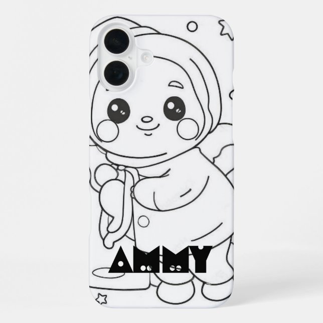 iPhone Funda con monograma de dibujos animados para iPhon (Reverso )