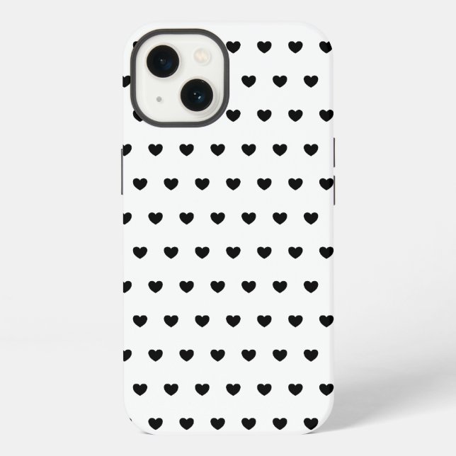 iPhone Funda de patrón de corazón blanco y negro para iPh (Reverso )