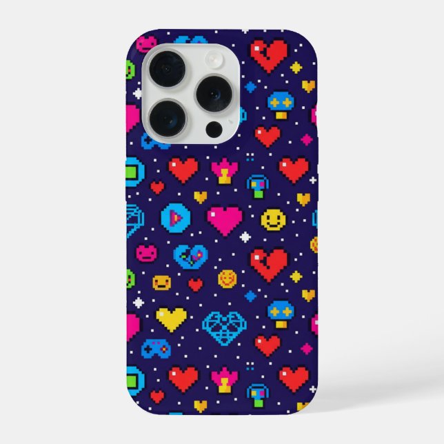 iPhone Funda de teléfono con patrón de píxeles para juego (Reverso )