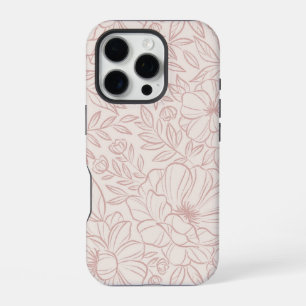 iPhone 16 Pro Funda de teléfono floral rosa pastel linda para ch