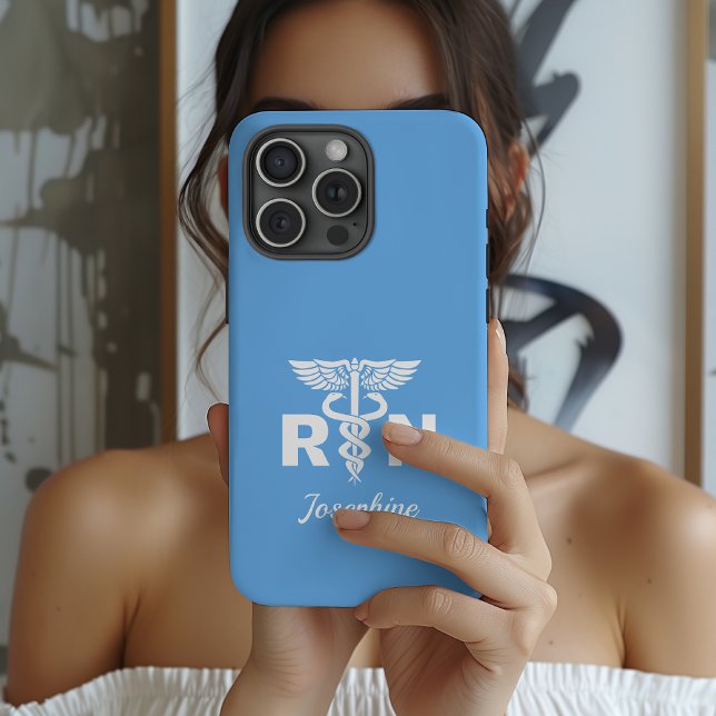 iPhone Funda de teléfono personalizada para enfermera RN, (personalized rn nurse phone case, caduceus symbol nurse gift, nurse graduation gift phone case,)