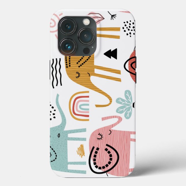 iPhone Funda duro de elefante verde rosado de moda (Reverso )