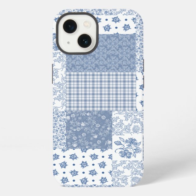 iPhone Funda Indigo Faux Patchwork para Samsung Galaxy No (Reverso )