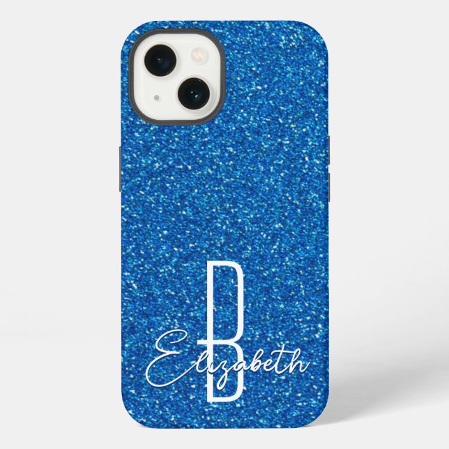 iPhone Funda Monograma con Brillo Azul Case-Mate para iPh (Reverso )