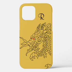 iPhone 12 Funda Monograma Dragón Dorado Chic Case-Mate para 