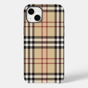 iPhone 14 Plus Funda para teléfono beige a cuadros