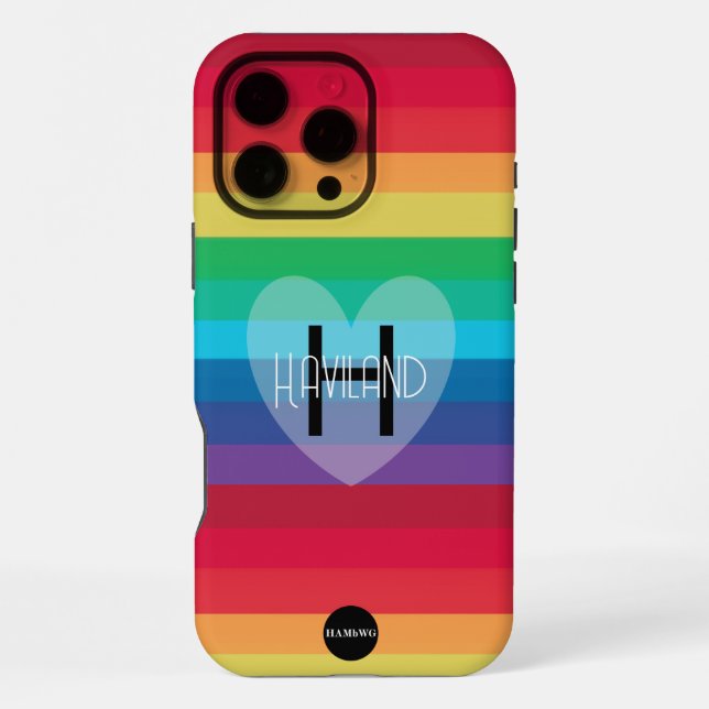 iPhone Funda para teléfono celular arcoíris con corazón y (Reverso )