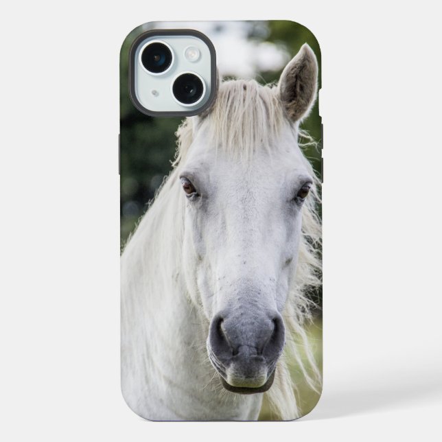iPhone Funda para teléfono con cara de caballo blanco (Reverso )