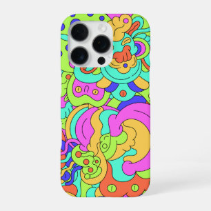 iPhone 16 Pro Funda para teléfono con caras distorsionadas psico