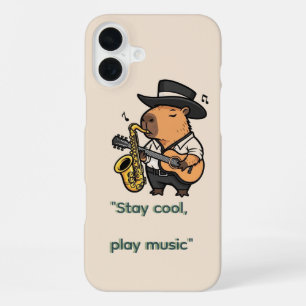 iPhone 16 Plus Funda para teléfono con diseño de carpincho musica