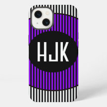 Funda para teléfono con franja morada NEGRO Y BLAN