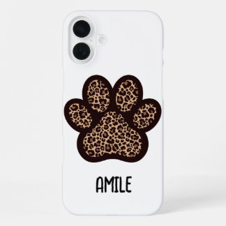 iPhone 16 Plus funda para teléfono con huella de pata de guepardo