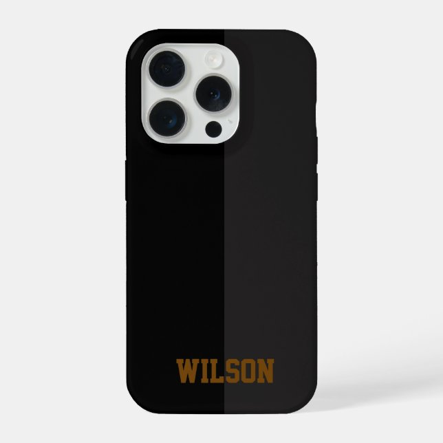 iPhone Funda para teléfono con monograma elegante en negr (Reverso )