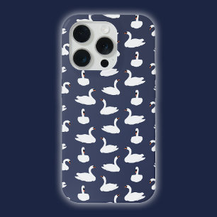 Funda para teléfono con patrón de cisne azul moder