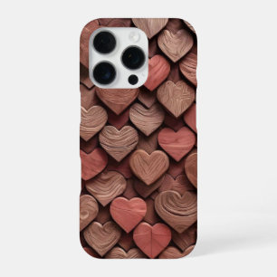 iPhone 16 Pro Funda para teléfono con patrón de corazones de mad