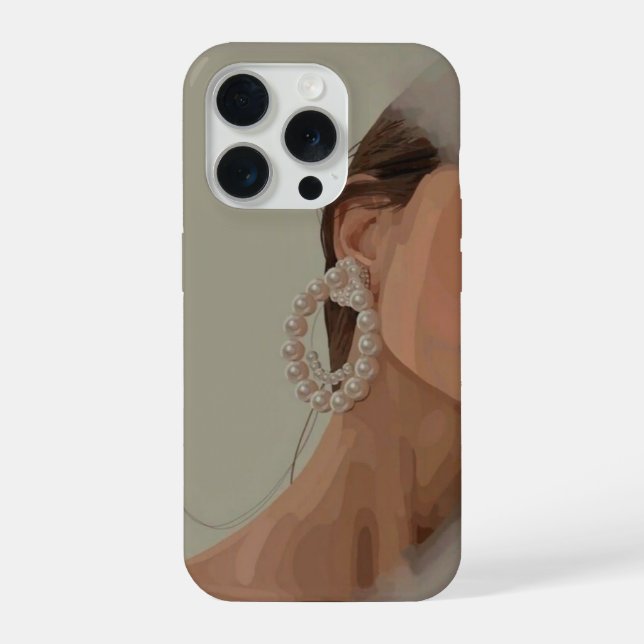 iPhone Funda para teléfono con pendientes de aro de perla (Reverso )