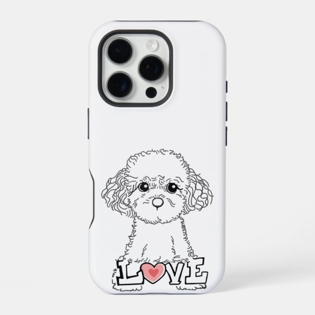 iPhone Funda para teléfono con Poodle con Amor (Reverso )