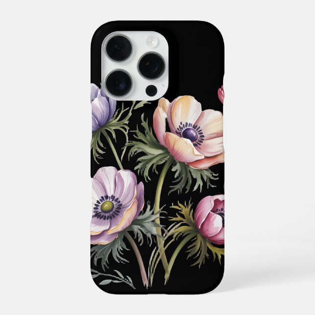 iPhone Funda para teléfono de acuarela de anémona de prim (Reverso)