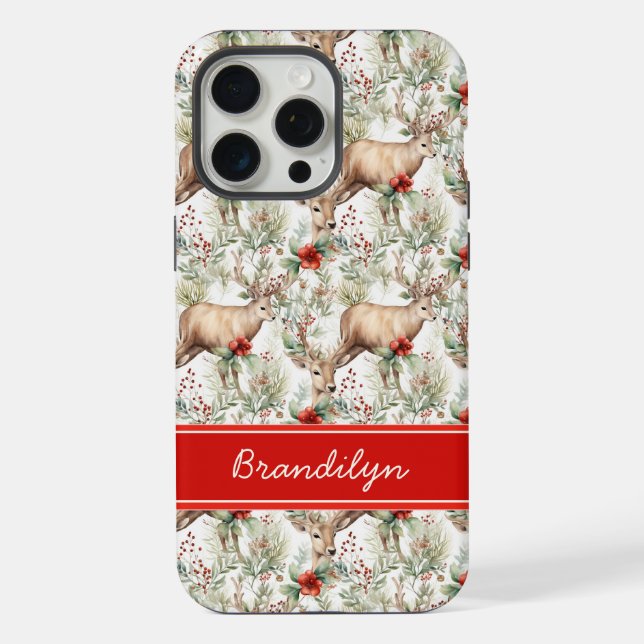iPhone Funda para teléfono de ciervo de Navidad | Nombre  (Reverso )