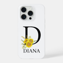 Funda para teléfono de girasol con letra D persona