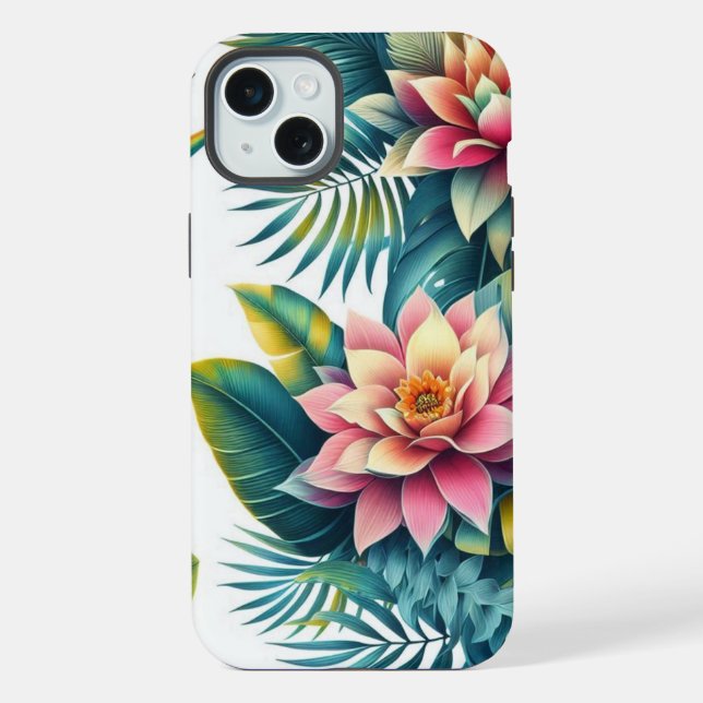 iPhone Funda para teléfono de hojas y flores tropicales (Reverso )