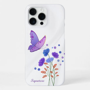 iPhone 16 Pro Max Funda para teléfono de mariposa floral elegante ac