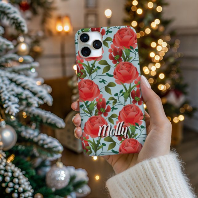 iPhone Funda para teléfono de Miss Molly con rosas colgan (Personalize Your Tech! Add a custom name to this artistic phone case. It's the perfect unique gift!)