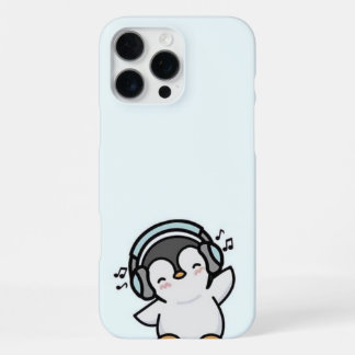 iPhone 16 Pro Max Funda para teléfono de música de pingüino genial –
