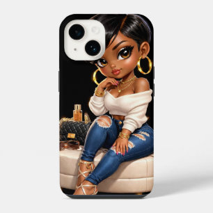 iPhone 14 Funda para teléfono de niña negra de moda – Estéti