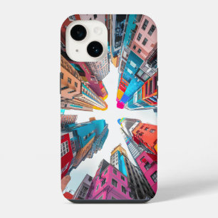 iPhone 14 Funda para teléfono de paisaje urbano moderno y vi
