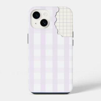 iPhone 14 Funda para teléfono estético de gingham de lavanda