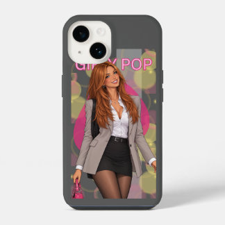 iPhone 14 Funda para teléfono gris de moda femenina pop