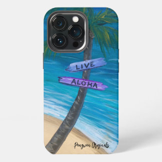 iPhone 13 Pro Funda para teléfono “Live Aloha” palmera sobre agu