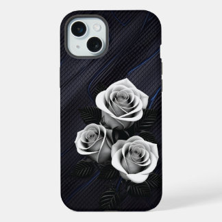 Funda para teléfono móvil de rosa negra y blanca