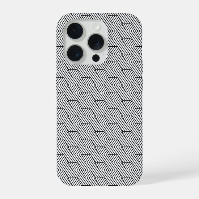 iPhone Funda para teléfono patrón negro línea cubo geomet (Reverso )