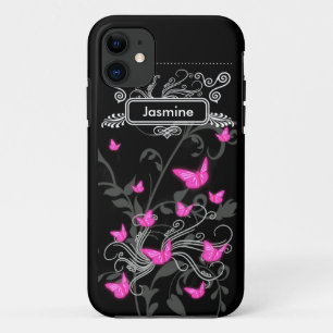 iPhone SE + iPhone 5/5S Funda mariposas rosadas