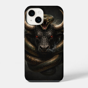 iPhone 14 Toro Enojado y Escudo de Serpiente - Funda para iP