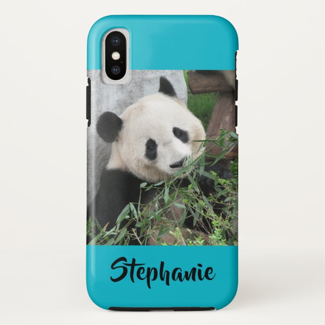 iPhone X Funda duro Giant Panda Typography Blue  (Reverso)