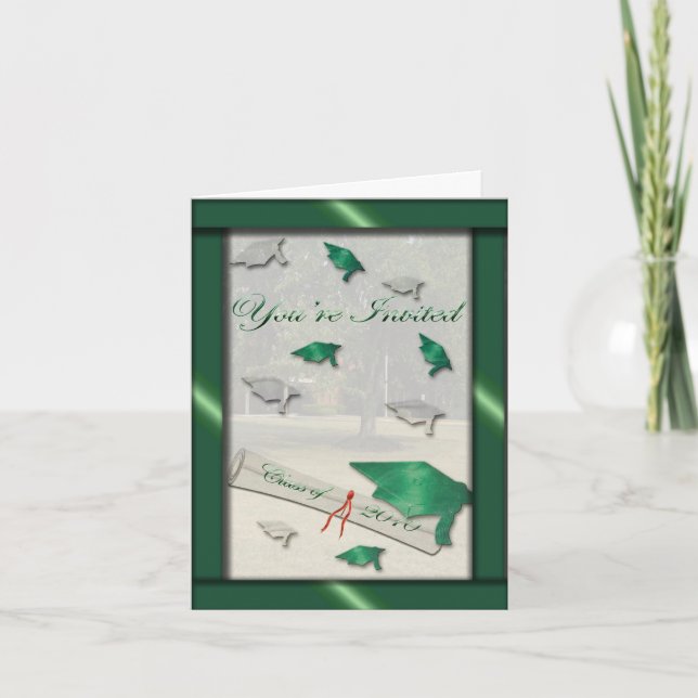 Ir a la invitación de graduación verde (Anverso)