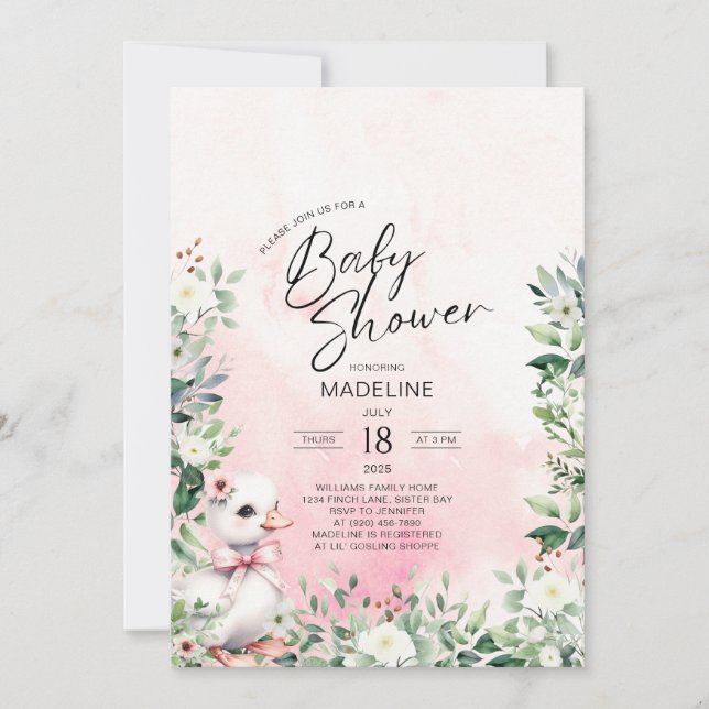 Ir con invitación a Baby Shower del Chica rosa de  (Anverso)