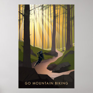 Ir en bicicleta de montaña Póster de viaje