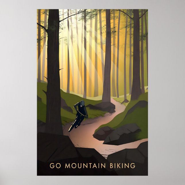 Ir en bicicleta de montaña Póster de viaje (Frente)