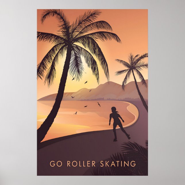 Ir en patines sobre ruedas Póster de viaje (Frente)