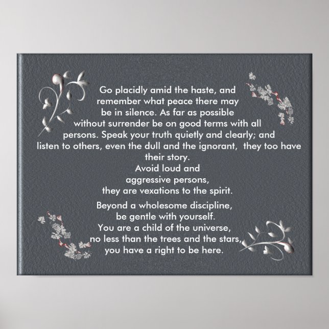 Ir placidamente en medio de la prisa - impresión d (Frente)