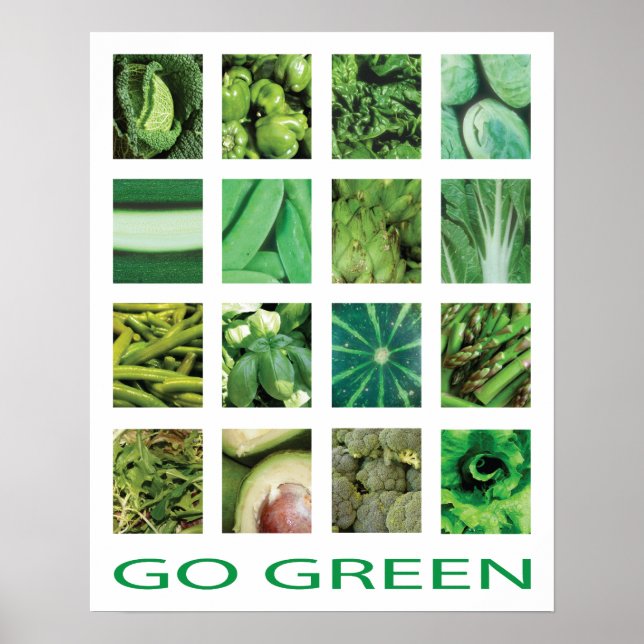 Ir Verduras Verdes Poster de arte de cocina (Frente)