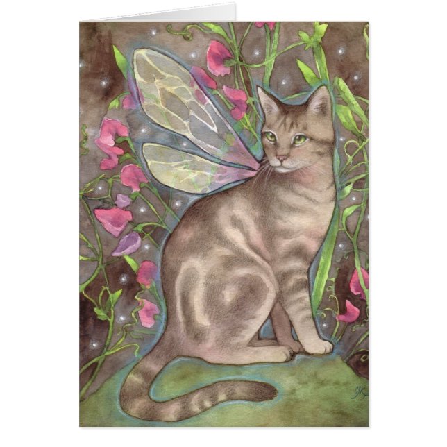 Iridescence - tarjeta de hadas del arte del gato (Frente)