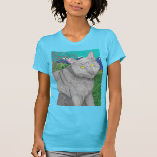 Irina el gato y la vista de la camisa de Baldy del